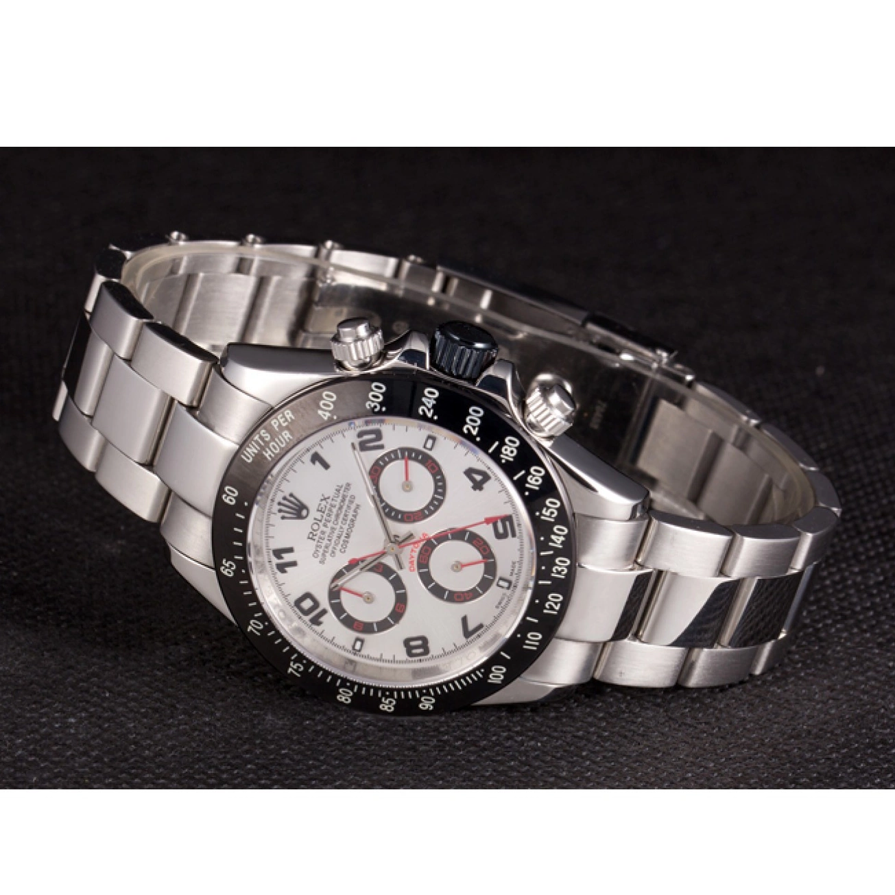 MiroTime 0805 Rolex Daytona Stainless Steel Black Enameled Silver Dial